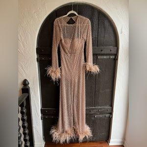 Faux fur beaded jumpsuit